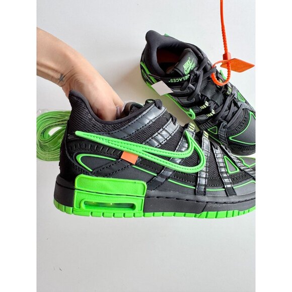 NIB 2020 NIKE x OFF-WHITE Air Rubber Dunk Black Green Strike Sneakers, Size 7 - Picture 3 of 16